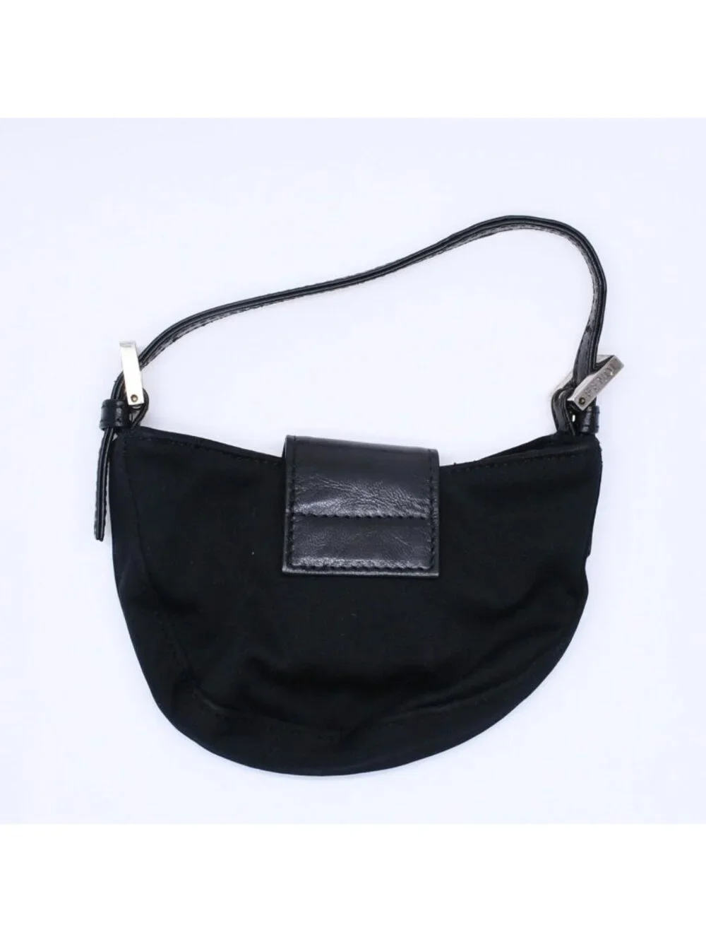 Fendi Handbag Mini Croissant Mini Mamma Pouch Case Cotton Jersey Leather Black
